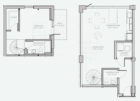 Floor plan for 1 bed, 1.5 baths, 896 sqft